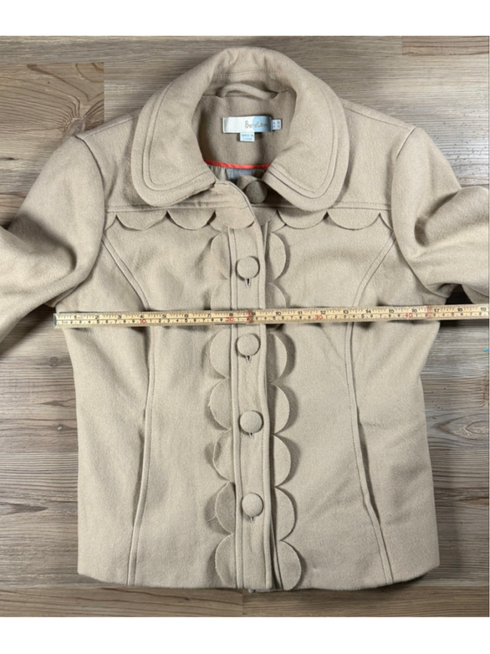 cream wool-blend cropped jacket by Boden sz 4 - Picture 4 of 10